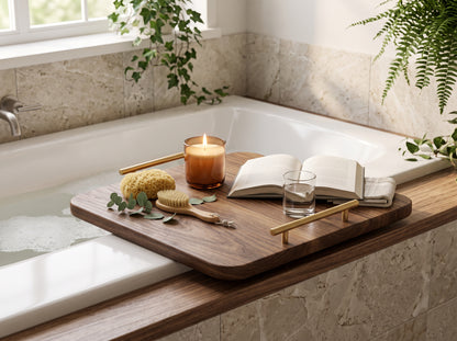 Wooden Serving Tray Organizer 36x36cm with Metal Handles - Multi Use